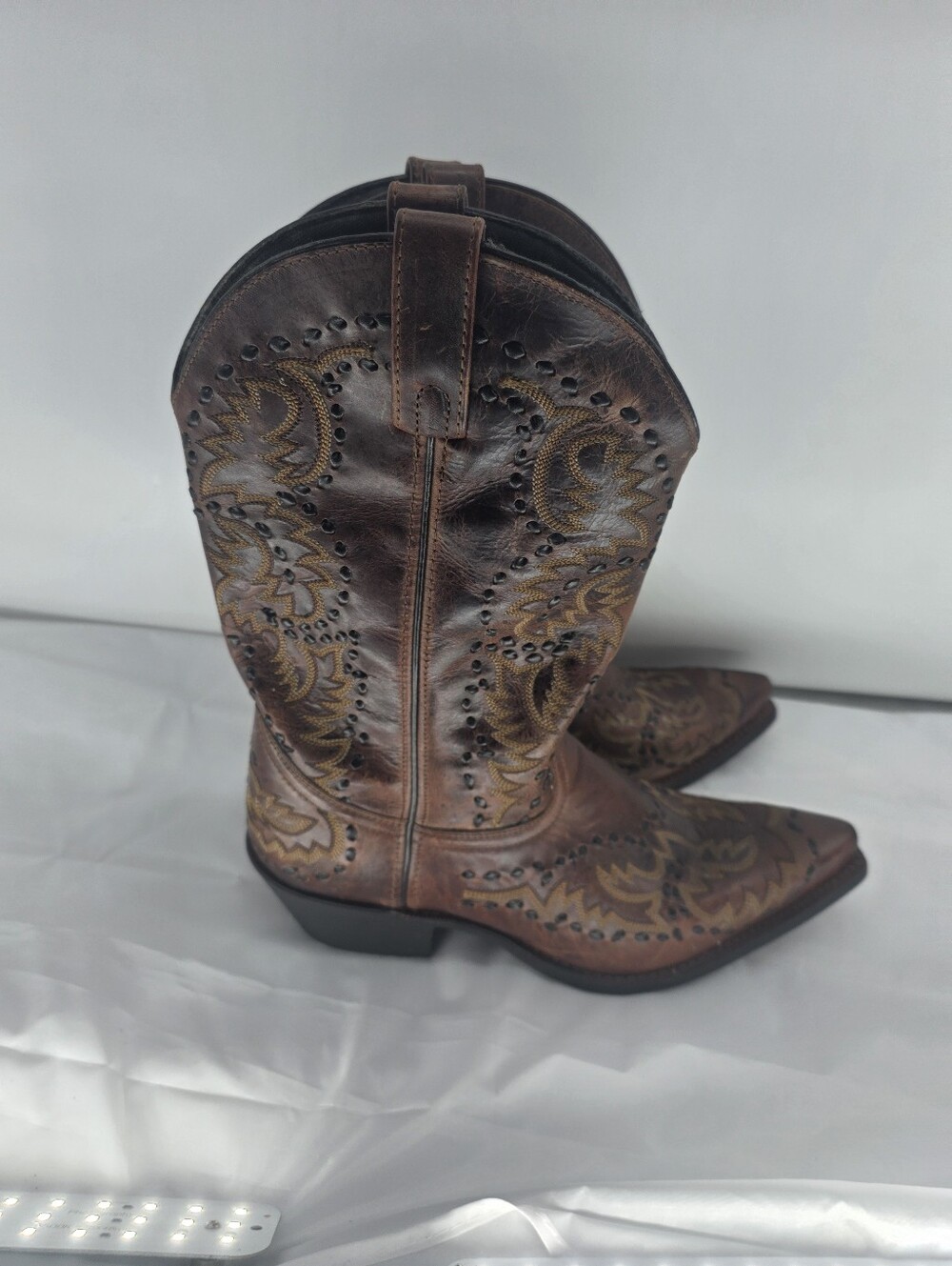 Laredo 68419 Brown Leather Whipstitch Western Cowboy Boots Men's Size 11.5 D New